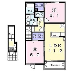 サニー・メゾンB 2LDKの間取図画像
