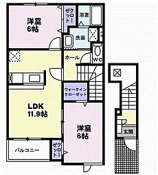 メゾンベルカルム 2LDKの間取図画像