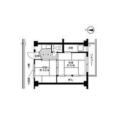 ビレッジハウス名東2号棟 2Kの間取図画像