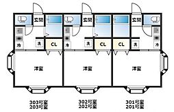 ルフェール城山 3階1Kの間取り