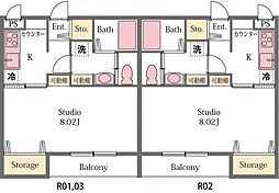 センチュリオン 1Kの間取図画像