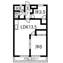 レジデンス中陣 2LDKの間取図画像
