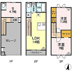 ガレージハウス東北福祉大前駅 1階2LDKの間取り