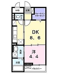 パストラールガーデン 1LDKの間取図画像