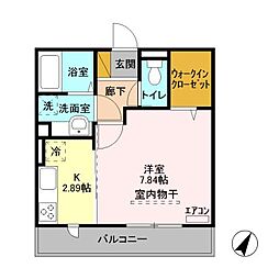 マノワール　ブリーズ（manoir brise）　B棟 2階1Kの間取り