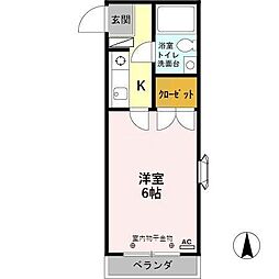 ハイツポエム 1Kの間取図画像