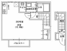 CITY福田町 2階ワンルームの間取り