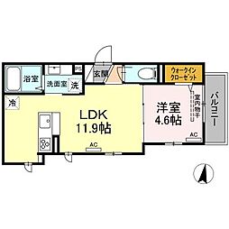 アンジュール高松 1LDKの間取図画像