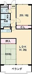 ＮＨ菰口 3階2LDKの間取り