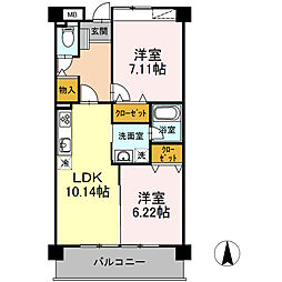 カンタベリーコート 2LDKの間取図画像