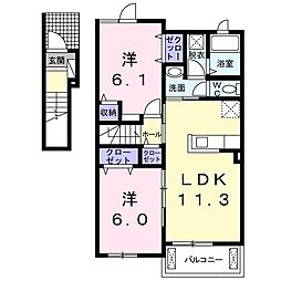 コーポMG 2LDKの間取図画像