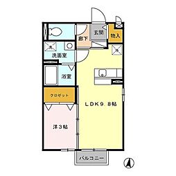 セジュールパルフェ2 1LDKの間取図画像