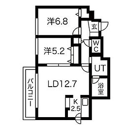 ARROWS南円山 1階2LDKの間取り