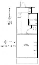 ユニヴェルシテクニヒロＢ 1階1Kの間取り