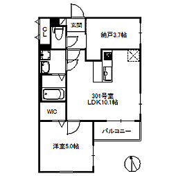 フォルトゥーナ姪浜ノース 1SLDKの間取図画像