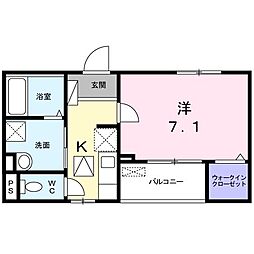 パラッツォプリート 1Kの間取図画像
