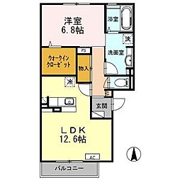エスポワール西脇 1LDKの間取図画像