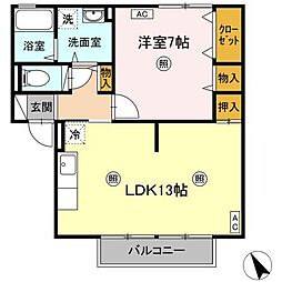 ウィルモア皆生S 2階2DKの間取り