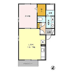 セジュールメゾン 2階1LDKの間取り