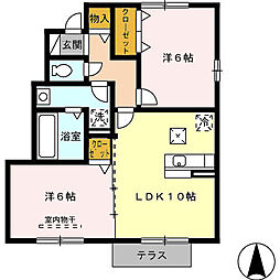 ルミエール　B棟 1階2LDKの間取り