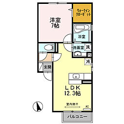 セジュールCW2B 1LDKの間取図画像