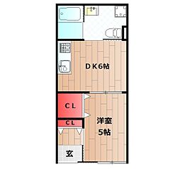エントピアくるみ2 1DKの間取図画像
