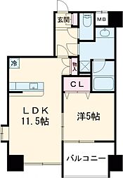 フォーエス新町 5階1LDKの間取り