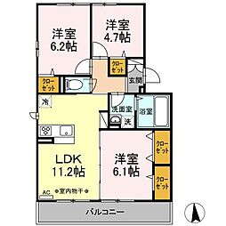 ルーデンス湘南II 3階3LDKの間取り