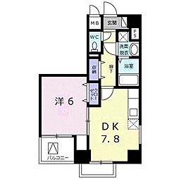 コーラルグラン 1DKの間取図画像