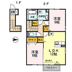 にゅうまごびれっじII 2階2LDKの間取り