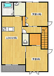 東武伊勢崎線 境町駅 徒歩4分の賃貸アパート 2階2LDKの間取り