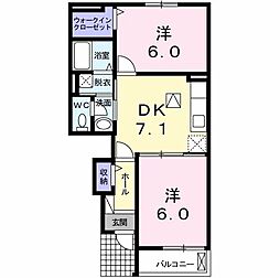 パルティーレ 2DKの間取図画像