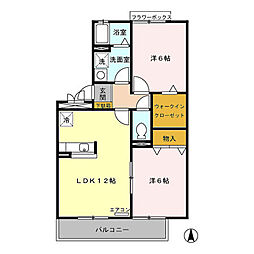 サンビレッジ高崎　Ｂ 2階2LDKの間取り