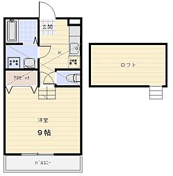 トップハウス長岡 1階1Kの間取り