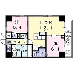 ＡＺｒｅｓｉｄｅｎｃｅ草津本陣 8階2LDKの間取り