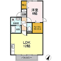 フレマリール新井田 1階1LDKの間取り