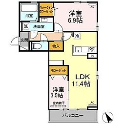 Proud2 2LDKの間取図画像