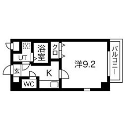プリミエール矢田 4階1Kの間取り