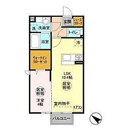鹿島臨海鉄道大洗鹿島線 鹿島神宮駅 9.9kmの賃貸アパート 2階1LDKの間取り