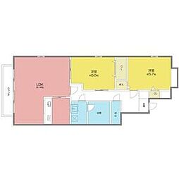 カーサフィオーレ 1階2LDKの間取り