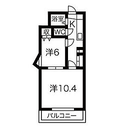 富士ビル第3 2Kの間取図画像