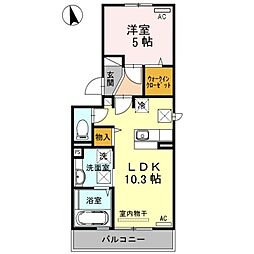 エスポワール中村 1LDKの間取図画像