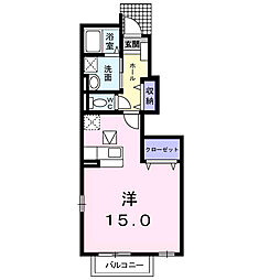 クレストール永吉 1階ワンルームの間取り