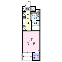 アルヴィータ 1Kの間取図画像