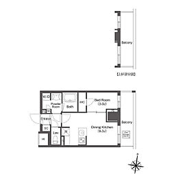 都営新宿線 森下駅 徒歩6分の賃貸マンション 7階1LDKの間取り
