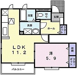 サンヒルズ城南Ｄ 1階1LDKの間取り