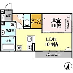 MSA託麻 1LDKの間取図画像