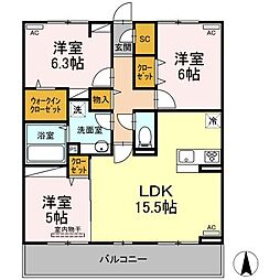 ウエストヴィレッジ4 3LDKの間取図画像