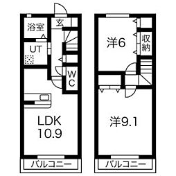 Casa Mar Grande(カーザマールグランデ) 1階2LDKの間取り