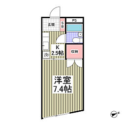 ベルメゾン 1Kの間取図画像